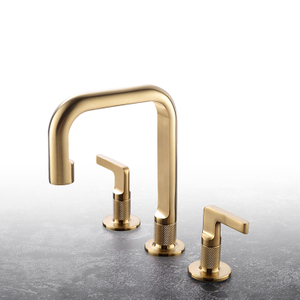 Роскошный дизайн, матовая золотая латунь, крепление на палубе, 8 дюймов, широко распространенный смеситель для ванной комнаты с двумя ручками, смеситель для раковины