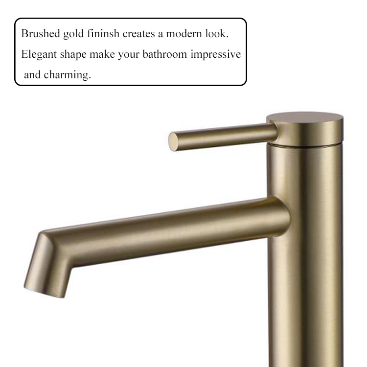 ISO9001 Золотой однорычажный смеситель для мытья рук с одной ручкой для ванной комнаты