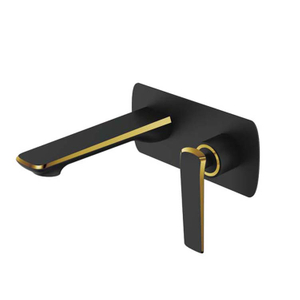 Современный черный и титановый золотой смеситель для раковины ванной комнаты Настенный латунный смеситель для раковины с одной ручкой